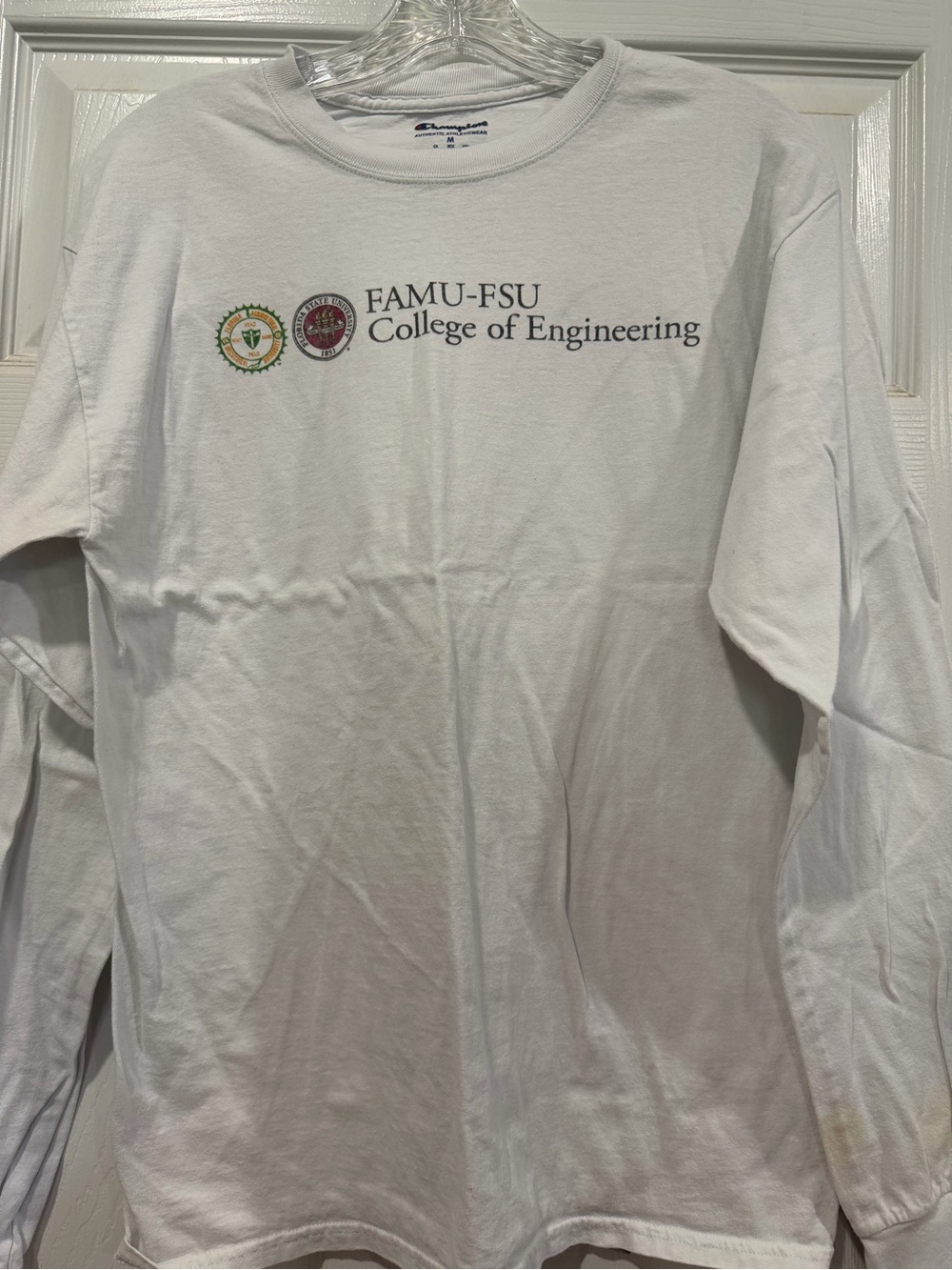 Champion White Long Sleeve FAMU-FSU College of Engineering Tee